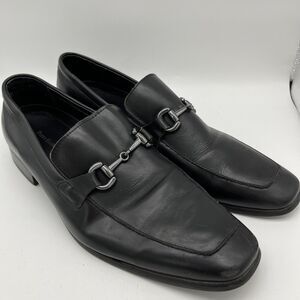 Perry Ellis Portfolio Rail Faux Black Leather Slip On Loafers Dress Shoe 10.5
